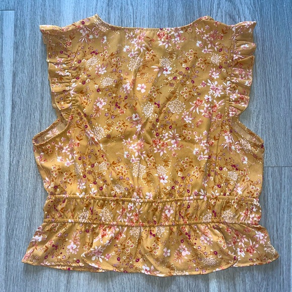 Pink Rose Floral Gold Sleeveless Top Size Large NWT - Picture 5 of 5